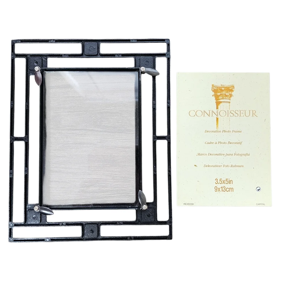 Connoisseur photo frame dark silver tone colorful glass design front glass